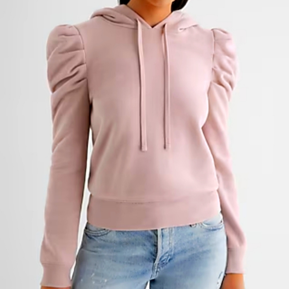 NWT Express Skimming Puff Sleeve Fleece Hoodie XL